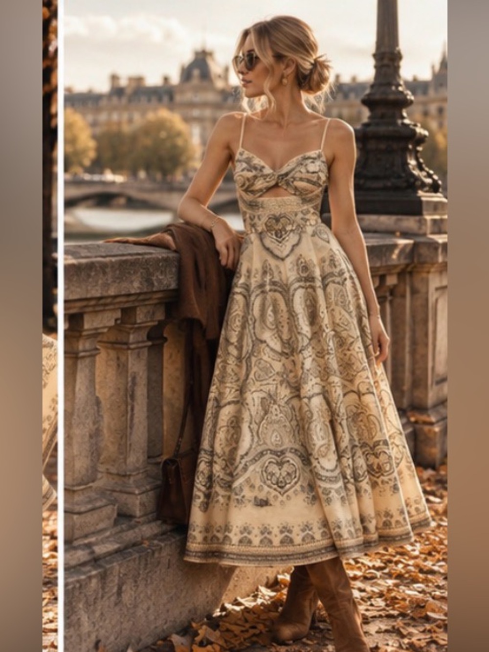 Zimmermann Beige Paisley-Print Spaghetti-Strap Midi Dress